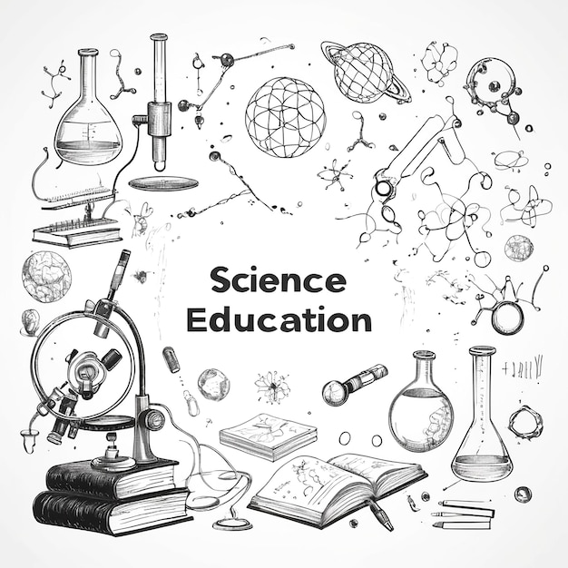 Photo hand drawn science education background