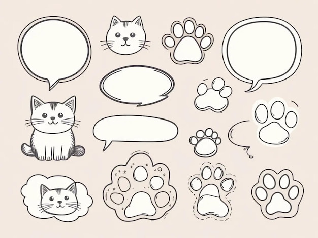 Hand drawn sketch doodle line style animal pet frame design