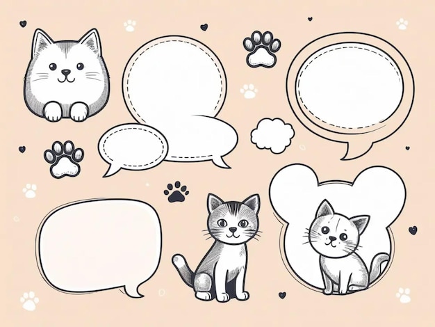 Hand drawn sketch doodle line style animal pet frame design