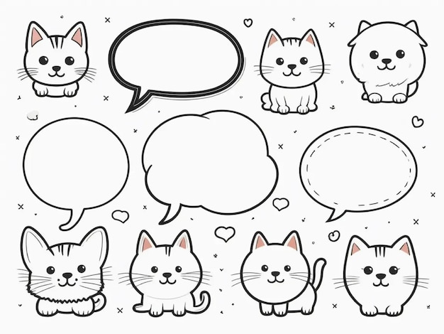 Hand drawn sketch doodle line style animal pet frame design