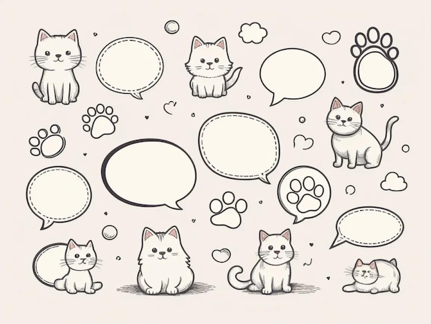 Hand drawn sketch doodle line style animal pet frame design