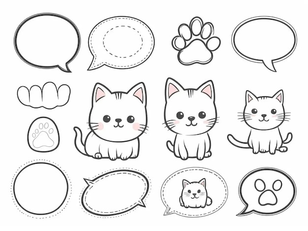 Hand drawn sketch doodle line style animal pet frame design