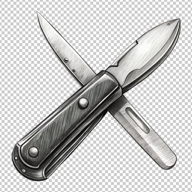 hand drawn sketch of jack knife in black