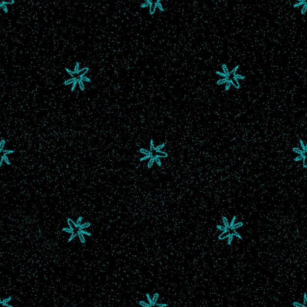 Hand Drawn Snowflakes Christmas Seamless Pattern. Subtle Flying Snow Flakes on chalk snowflakes Background. Admirable chalk handdrawn snow overlay. Elegant holiday season decoration.