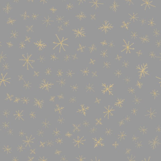 Hand Drawn Snowflakes Christmas Seamless Pattern. Subtle Flying Snow Flakes on chalk snowflakes Background. Artistic chalk handdrawn snow overlay. Gorgeous holiday season decoration.