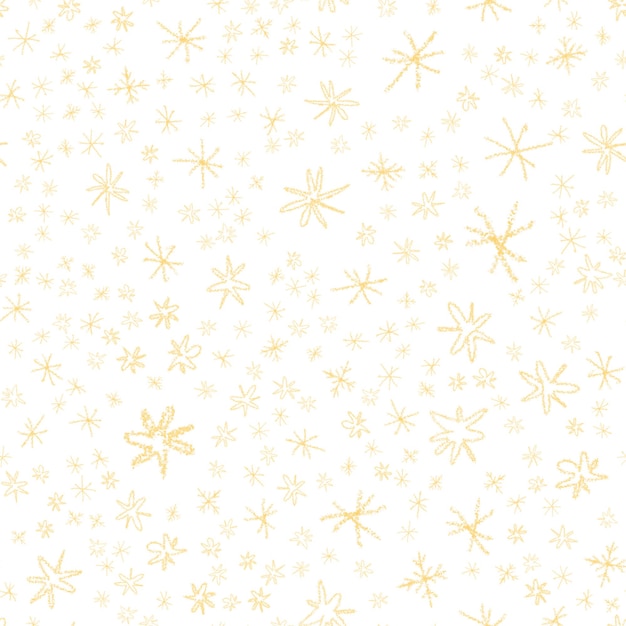 Hand Drawn Snowflakes Christmas Seamless Pattern. Subtle Flying Snow Flakes on chalk snowflakes Background. Astonishing chalk handdrawn snow overlay. Cute holiday season decoration.