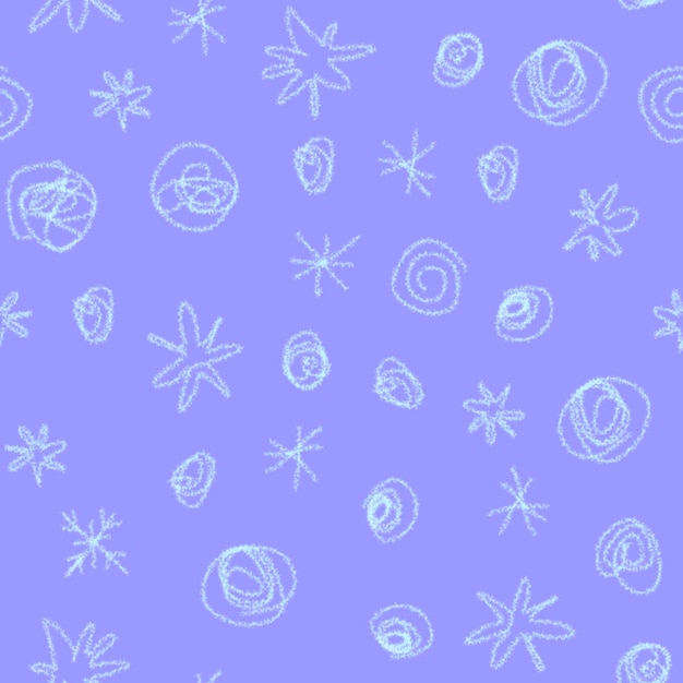 Hand Drawn Snowflakes Christmas Seamless Pattern. Subtle Flying Snow Flakes on chalk snowflakes Background. Awesome chalk handdrawn snow overlay. Quaint holiday season decoration.