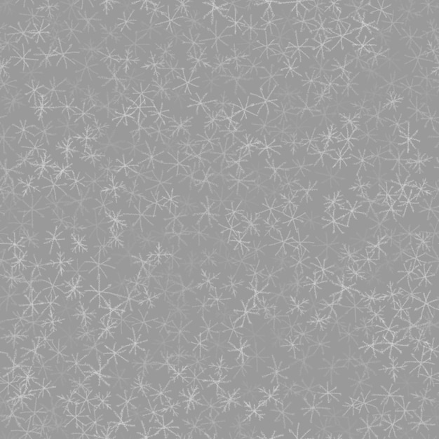 Hand Drawn Snowflakes Christmas Seamless Pattern. Subtle Flying Snow Flakes on chalk snowflakes Background. Beauteous chalk handdrawn snow overlay. Brilliant holiday season decoration.