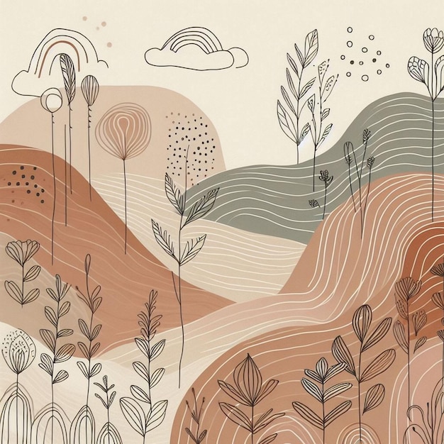 Hand drawn soft earth tones background