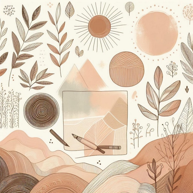 Hand drawn soft earth tones background