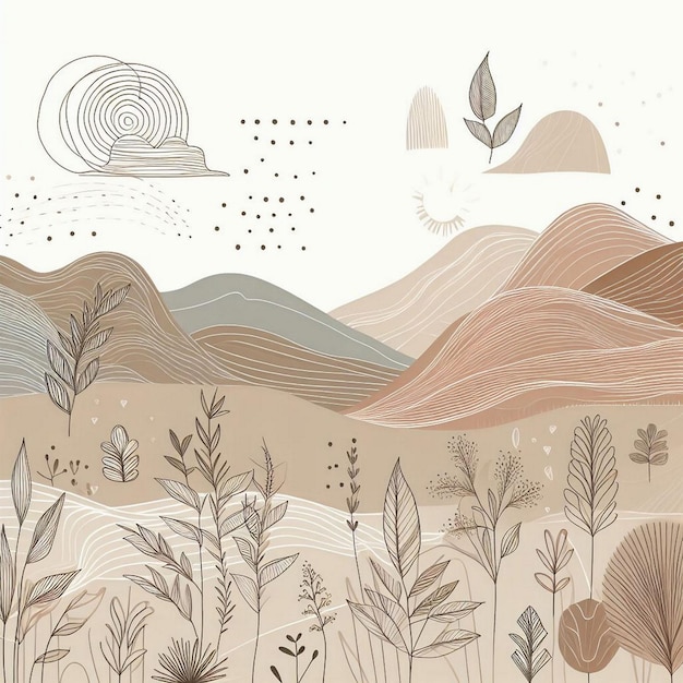 Hand drawn soft earth tones background