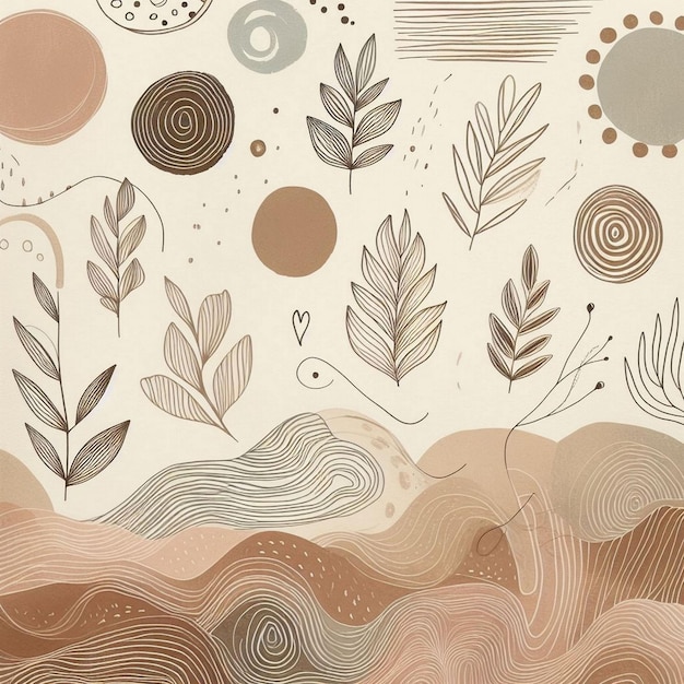 Hand drawn soft earth tones background