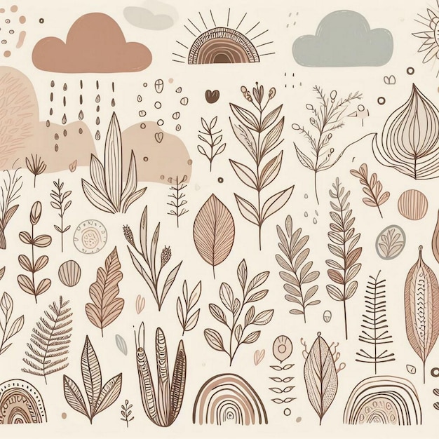 Hand drawn soft earth tones background