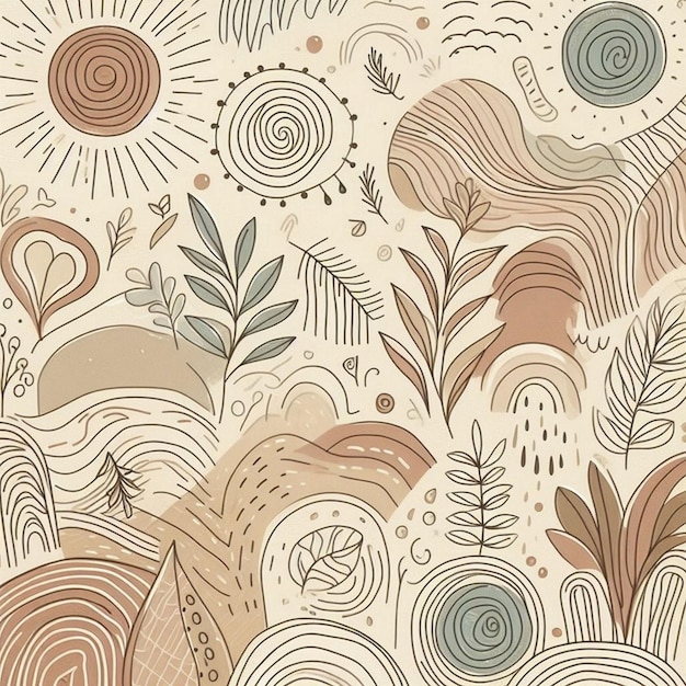 Hand drawn soft earth tones background