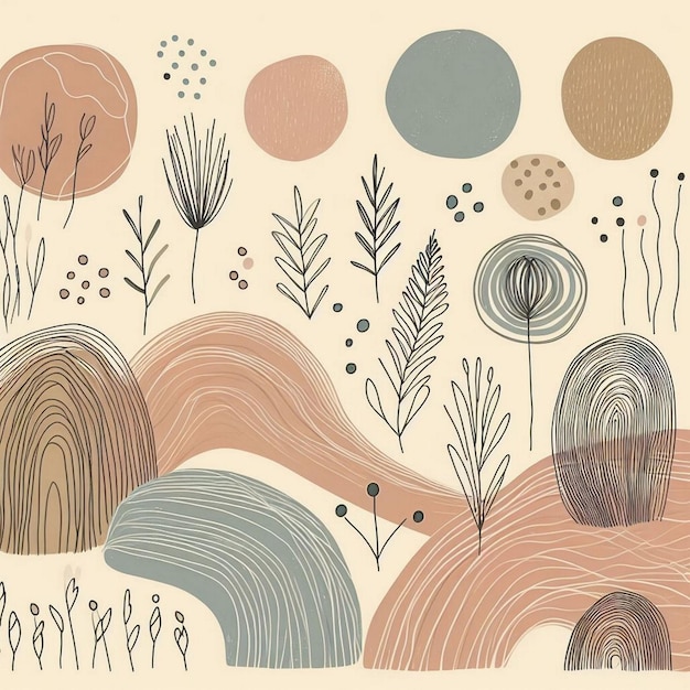 Hand drawn soft earth tones background