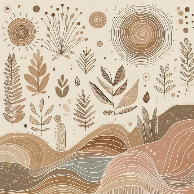 Hand drawn soft earth tones background