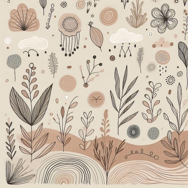 Hand drawn soft earth tones background