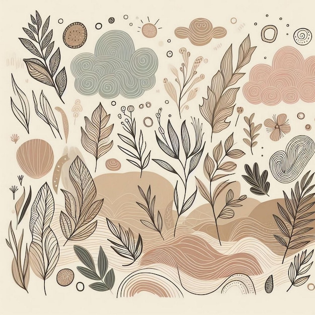 Hand drawn soft earth tones background