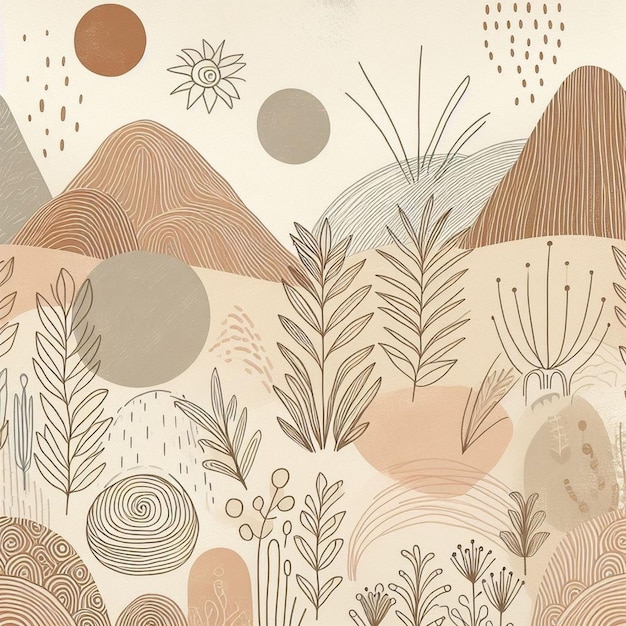 Hand drawn soft earth tones background