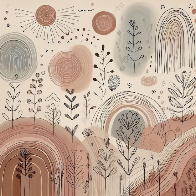 Hand drawn soft earth tones background