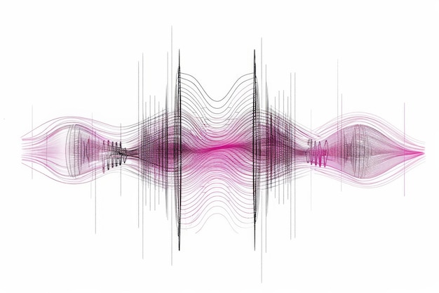 Photo hand drawn soundwave icon for music podcast radio with frequency waveform art in vector illustration