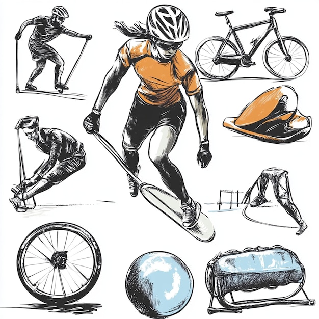 Photo hand drawn sports recreation illustration