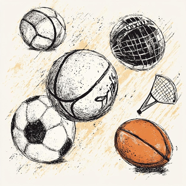 Photo hand drawn sports recreation illustration