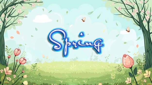 Hand drawn spring background with copy space