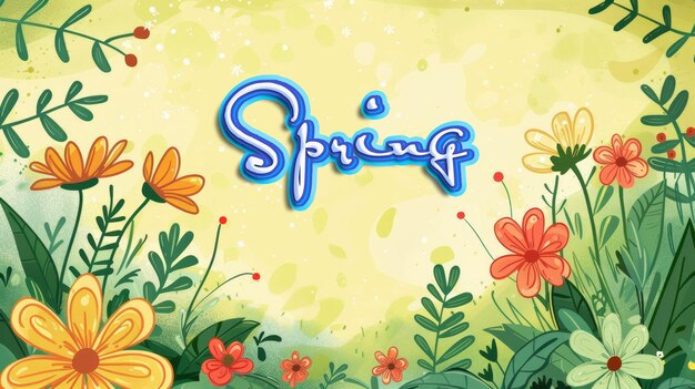 Hand drawn spring background with copy space