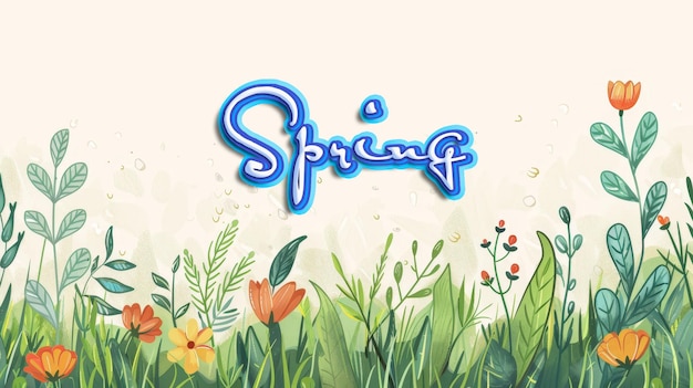 Hand drawn spring background with copy space