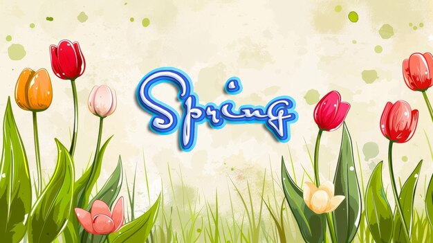 Hand drawn spring background with copy space