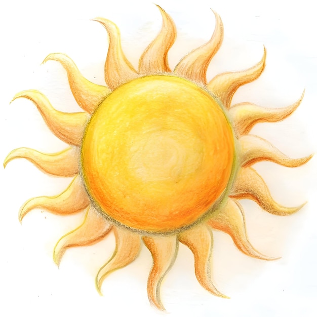 Photo hand drawn sun icon in a simple charming style