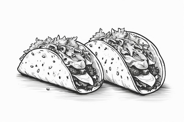 Hand drawn taco outline illustration