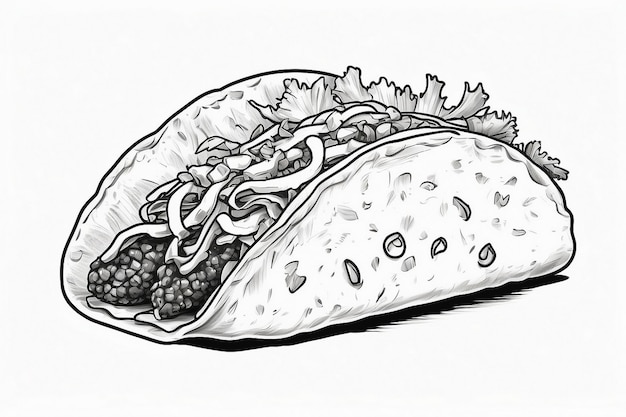 Hand drawn taco outline illustration