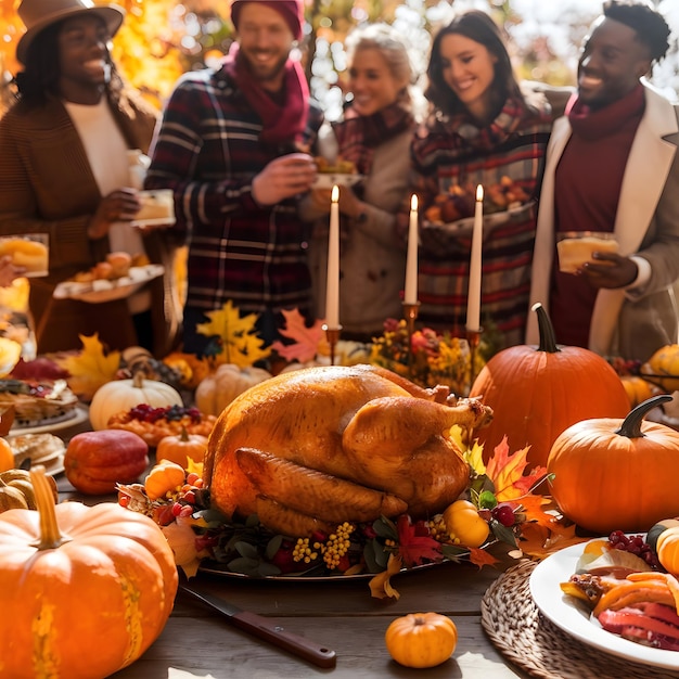 Photo hand drawn thanksgiving background