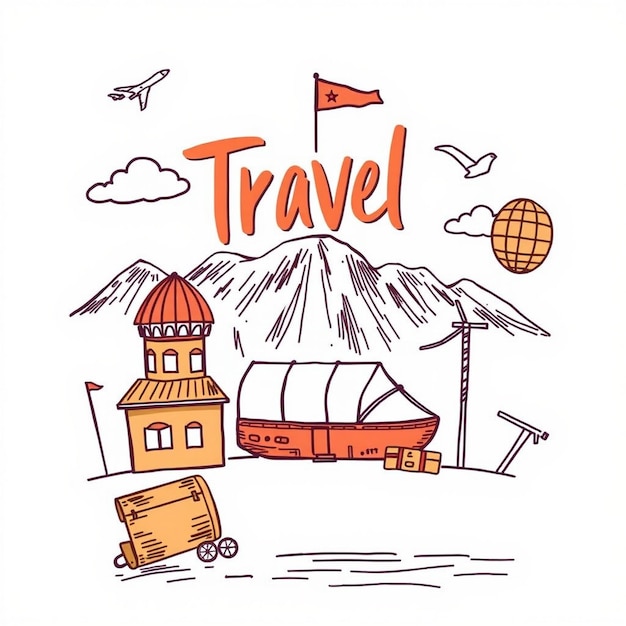 Photo hand drawn travel agency poster template