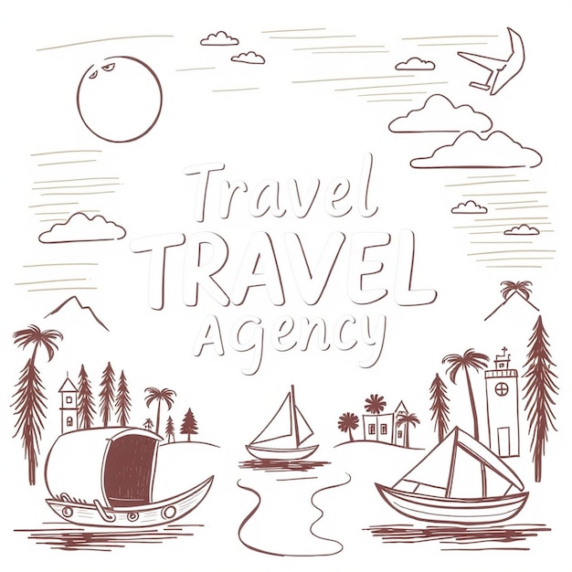 Photo hand drawn travel agency poster template