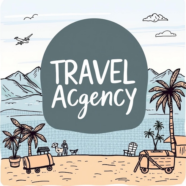 Hand drawn travel agency poster template