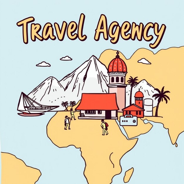 Hand drawn travel agency poster template