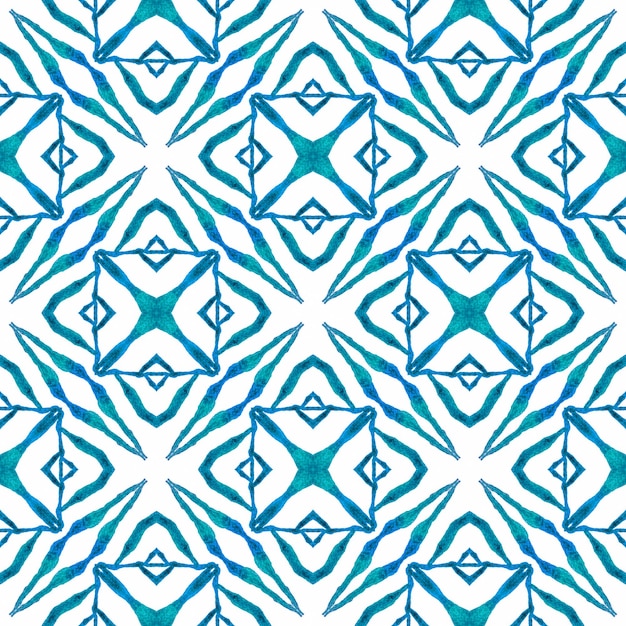 Hand drawn tropical seamless border Blue