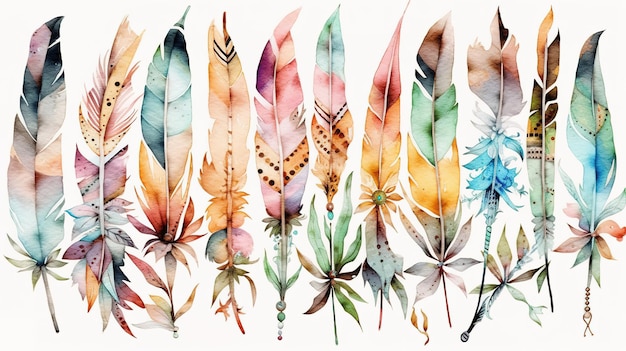 Hand drawn watercolor ethnic arrows Generative Ai