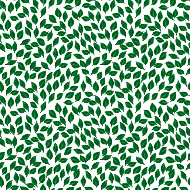 Hand drawn watercolor green leaves seamless pattern on white background Scrapbook post card textile fabric