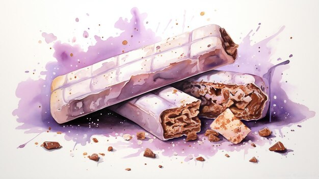 Photo hand drawn watercolor oil painting nougat