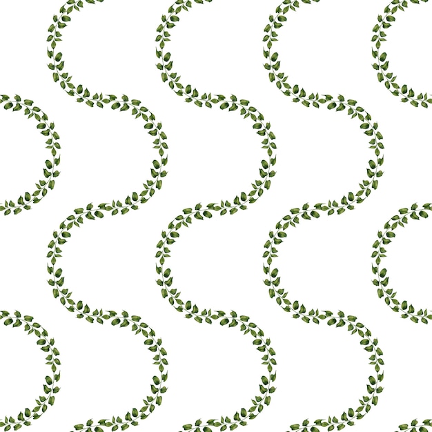 Photo hand drawn watercolor seamless pattern of green branches for summer spring wedding birthday