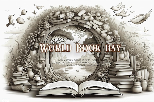 Hand drawn World Book Day concept background