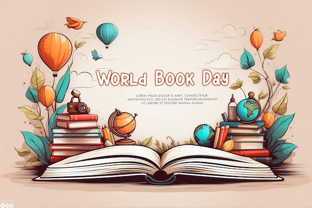 Hand drawn World Book Day concept background