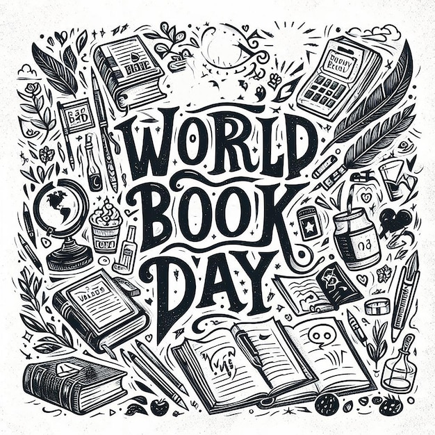 Hand drawn world book day lettering