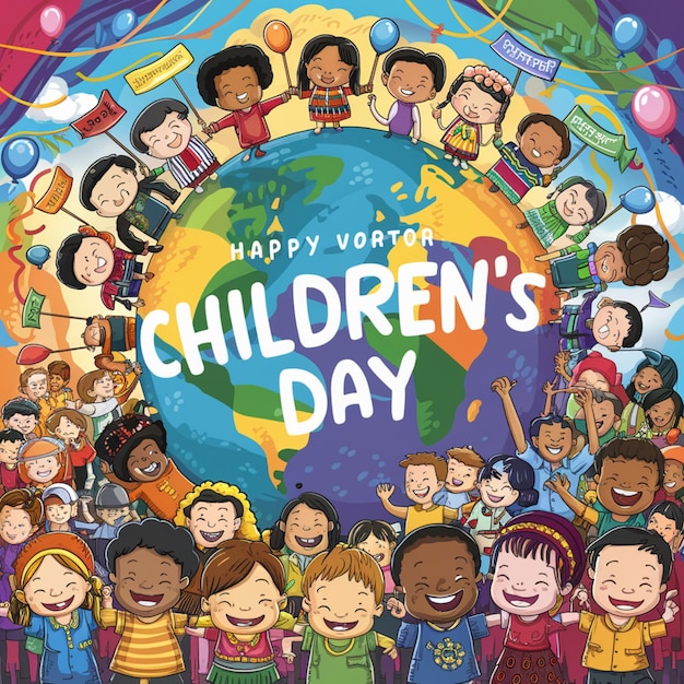 Photo hand drawn world childrens day background