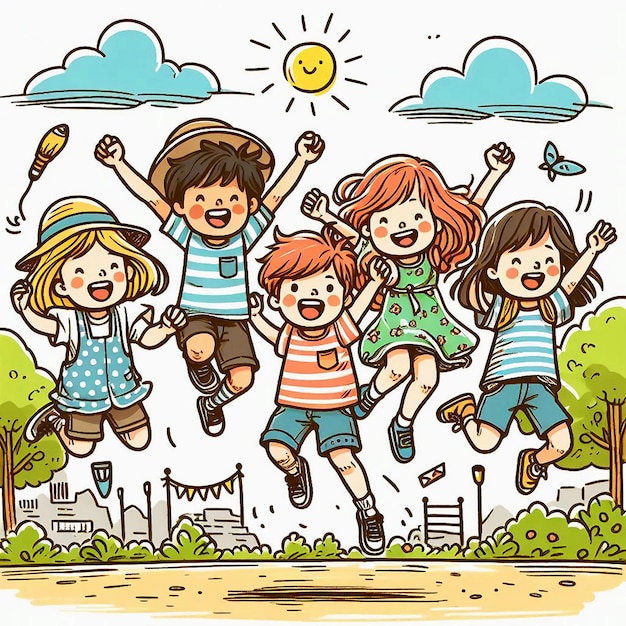 Hand drawn world childrens day illustration