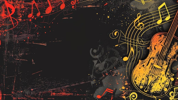 Hand drawn world music day background with copy space